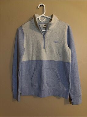 Vans Two-Tone Light Blue and Cream Quarter-Zip Pullover